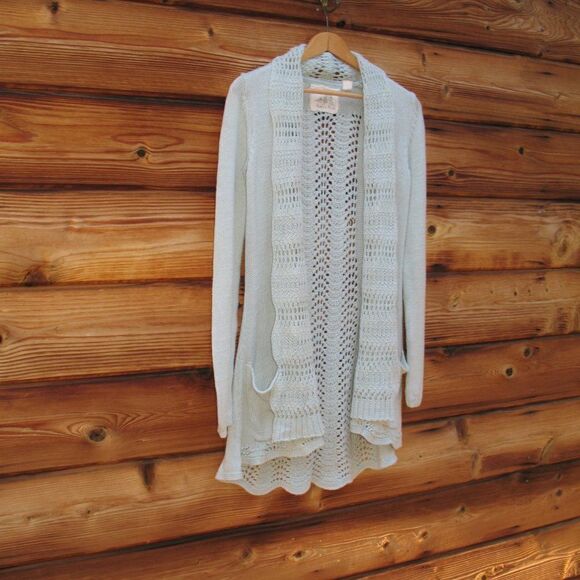 Anthropologie Angels of The North Open Front Crochet Knit Cardigan Sweater - Picture 4 of 8